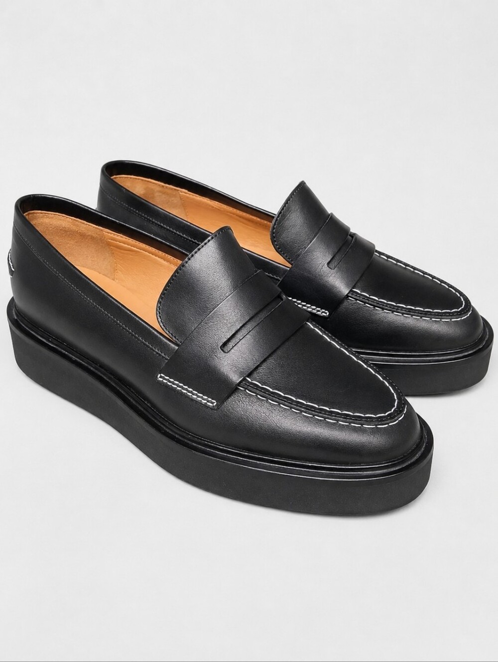 ATP ATELIER | Monsano Black Leather Platform Penny Loafers EU 37 US 7